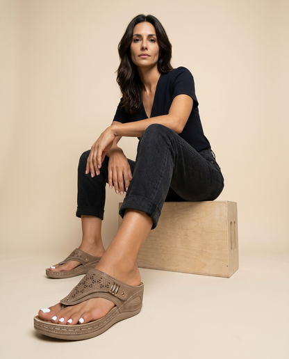Sandalias Cuña Mujer Ortopédicas Calado Thong