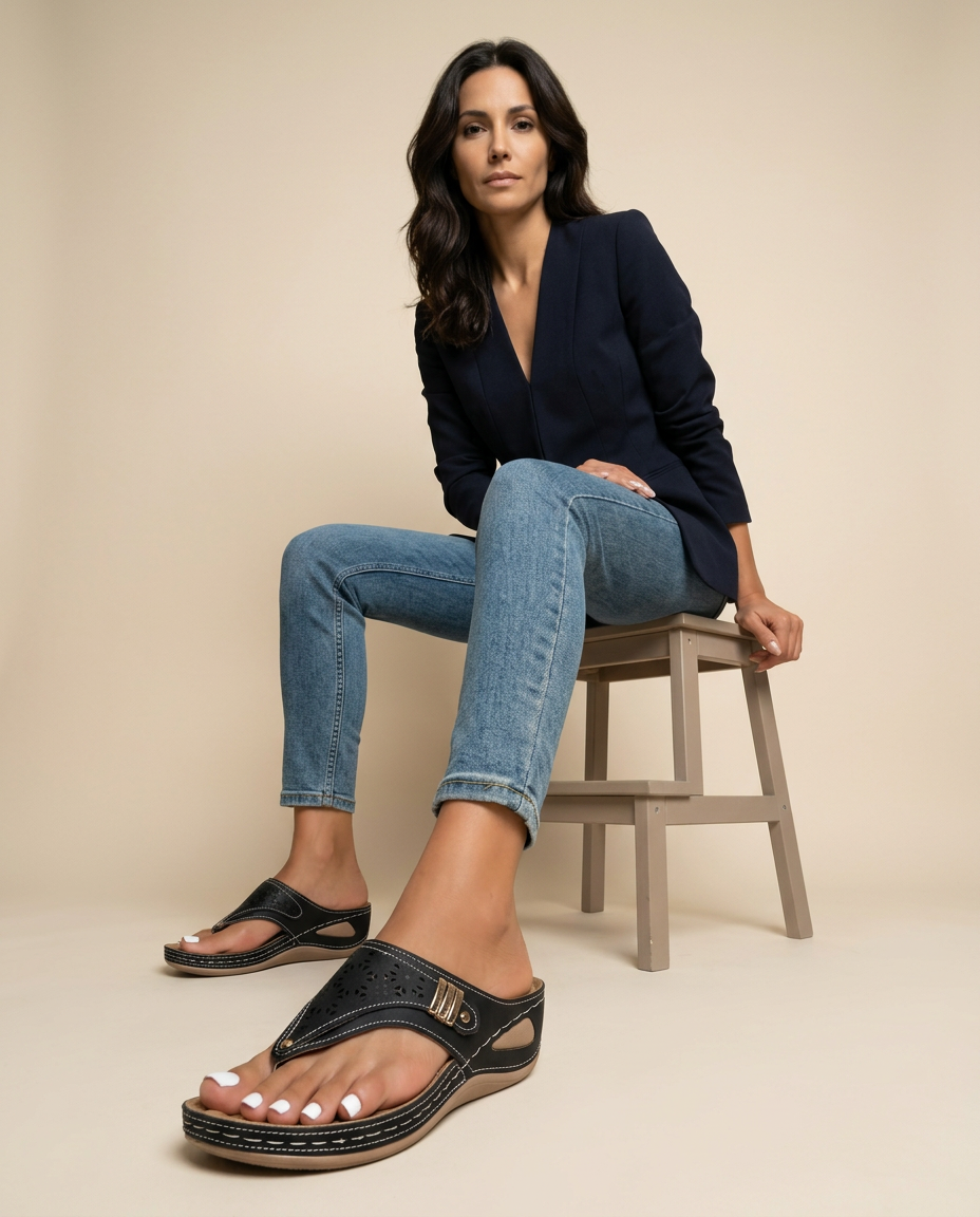 Sandalias Cuña Mujer Ortopédicas Calado Thong