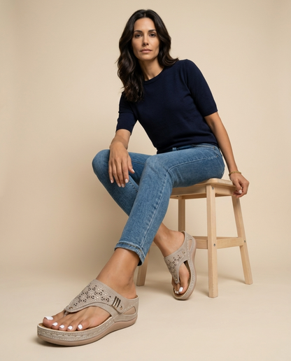 Sandalias Cuña Mujer Ortopédicas Calado Thong