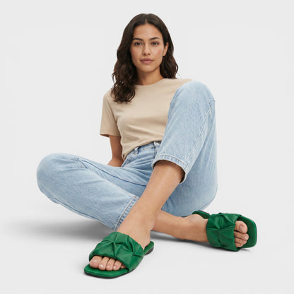 Sandalias Mujer Plisadas Slip on Comodas