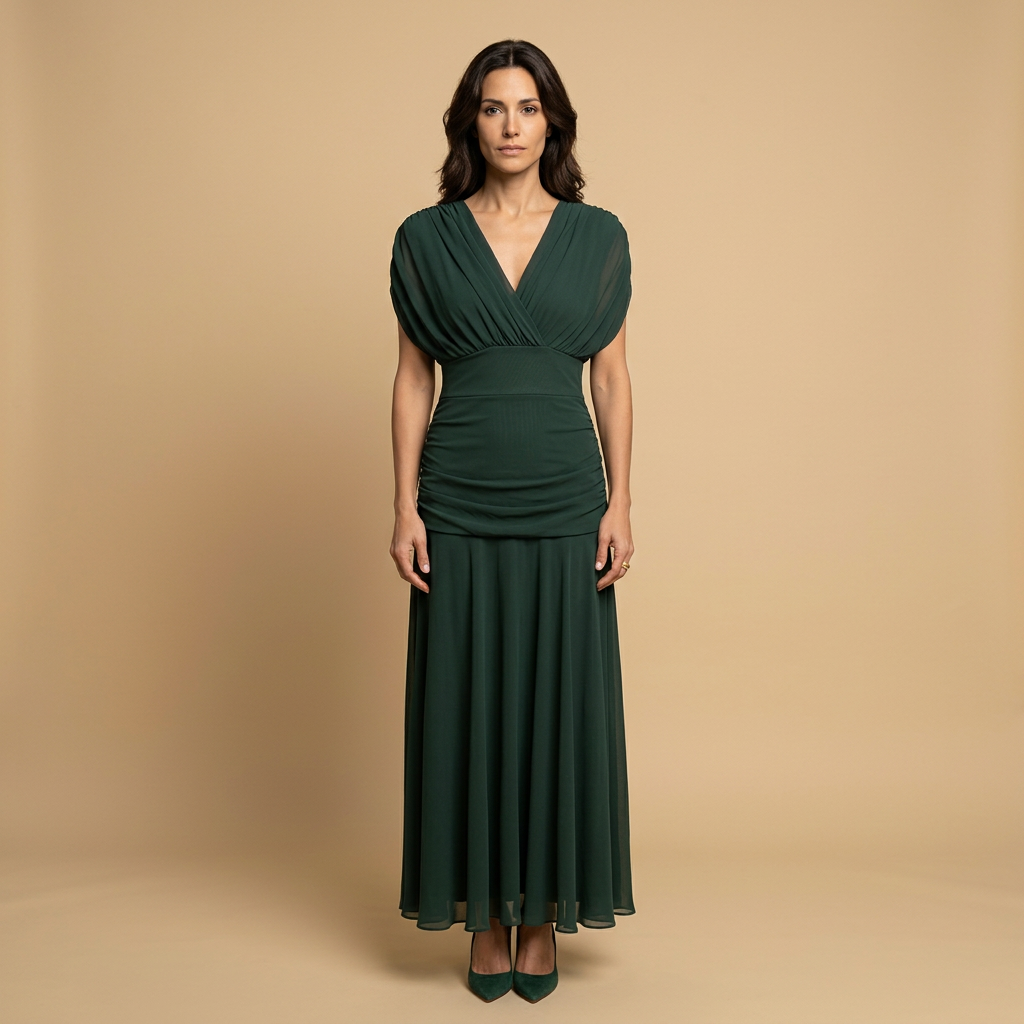 Vestido Largo Mujer de Chifón Escote Bardot