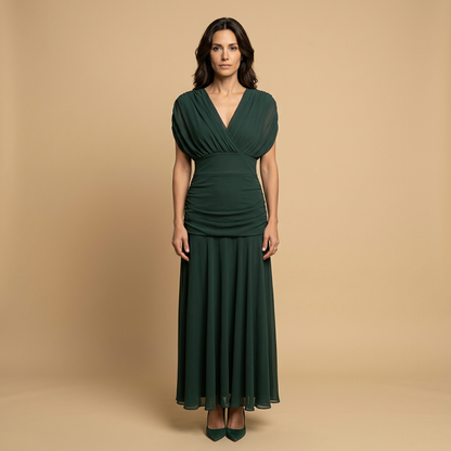 Vestido Largo Mujer de Chifón Escote Bardot