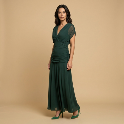 Vestido Largo Mujer de Chifón Escote Bardot