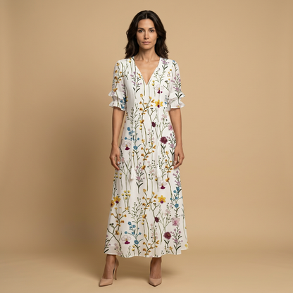 Vestido Largo Mujer Estampado Ikat Estilo Boho