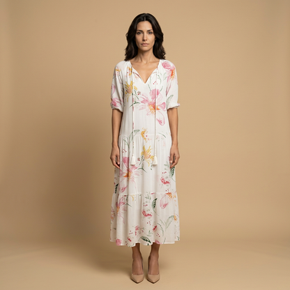 Vestido Largo Mujer Estampado Ikat Estilo Boho