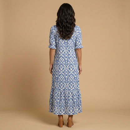 Vestido Largo Mujer Estampado Ikat Estilo Boho