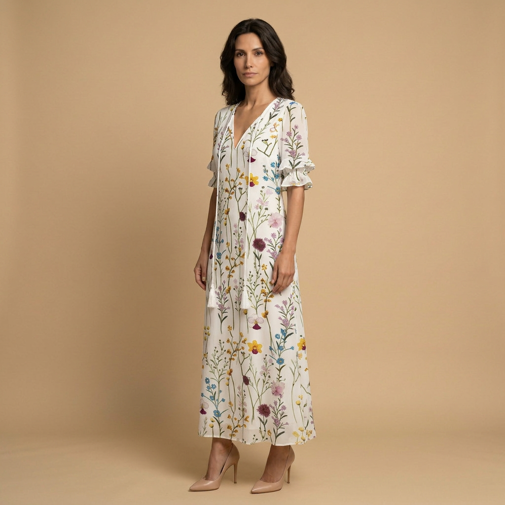 Vestido Largo Mujer Estampado Ikat Estilo Boho