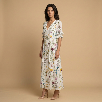 Vestido Largo Mujer Estampado Ikat Estilo Boho