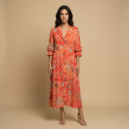 Vestido Largo Mujer Estampado Floral Estilo Boho