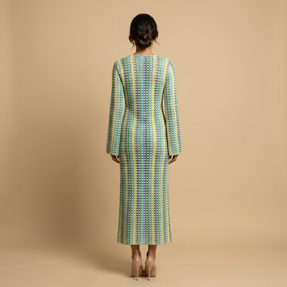 Vestido Largo Mujer de Crochet Ajuste Suelto Manga Campana