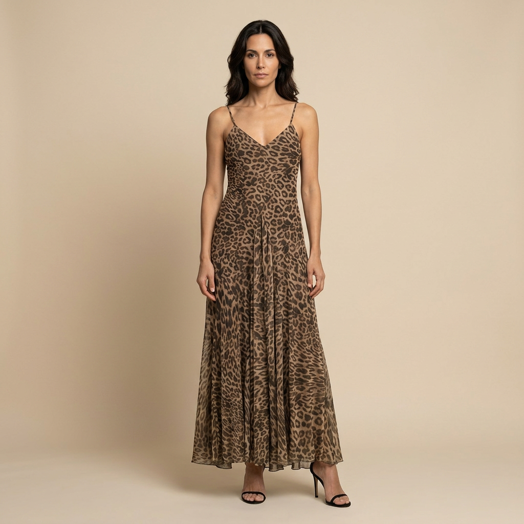 Vestido Largo Mujer de Chifón con Tirantes Finos - Mavetta