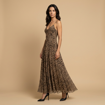 Vestido Largo Mujer de Chifón con Tirantes Finos