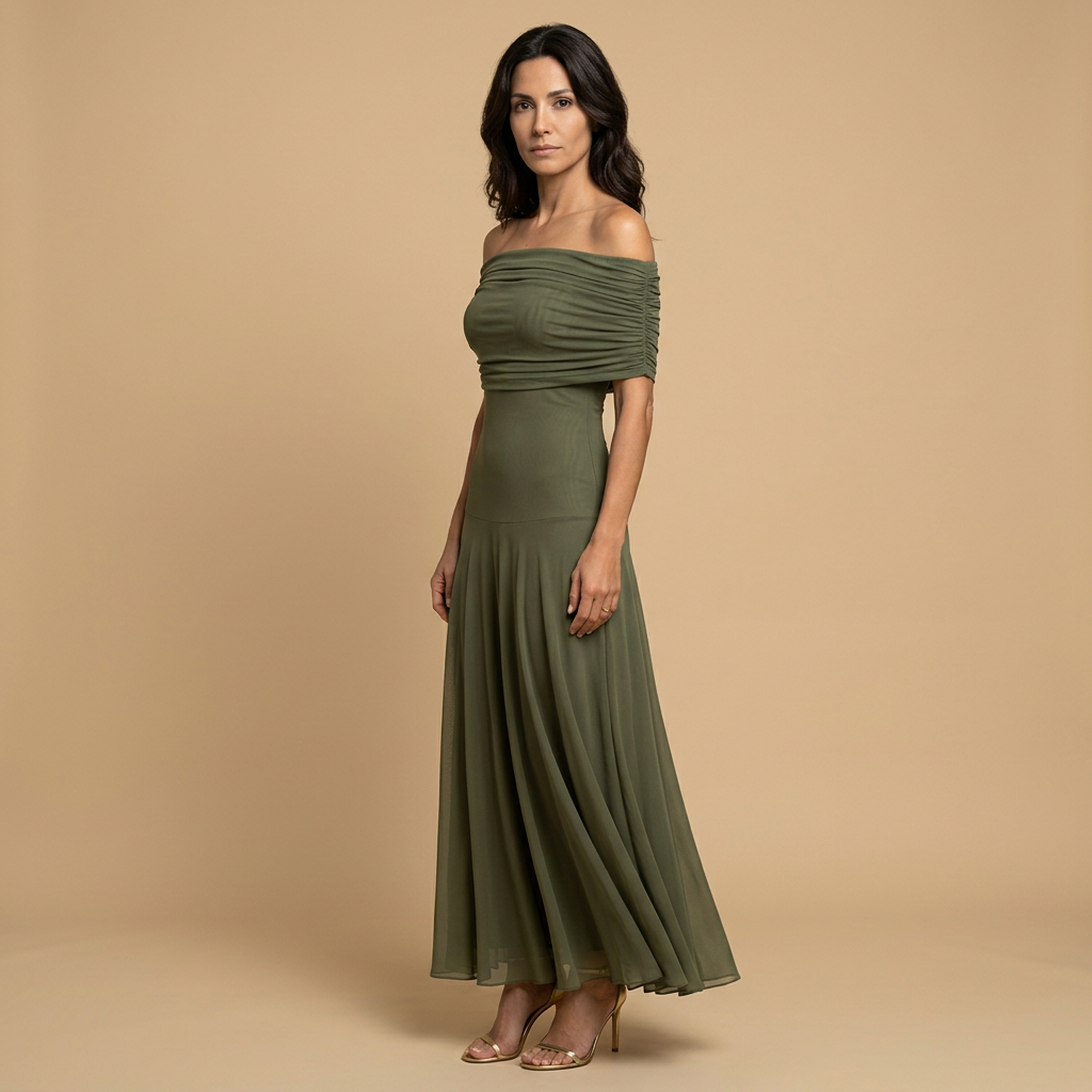 Vestido Largo Mujer Sin Tirantes Drapeado Minimalista