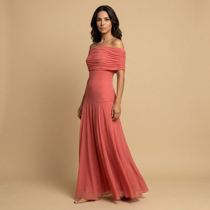 Vestido Largo Mujer Sin Tirantes Drapeado Minimalista