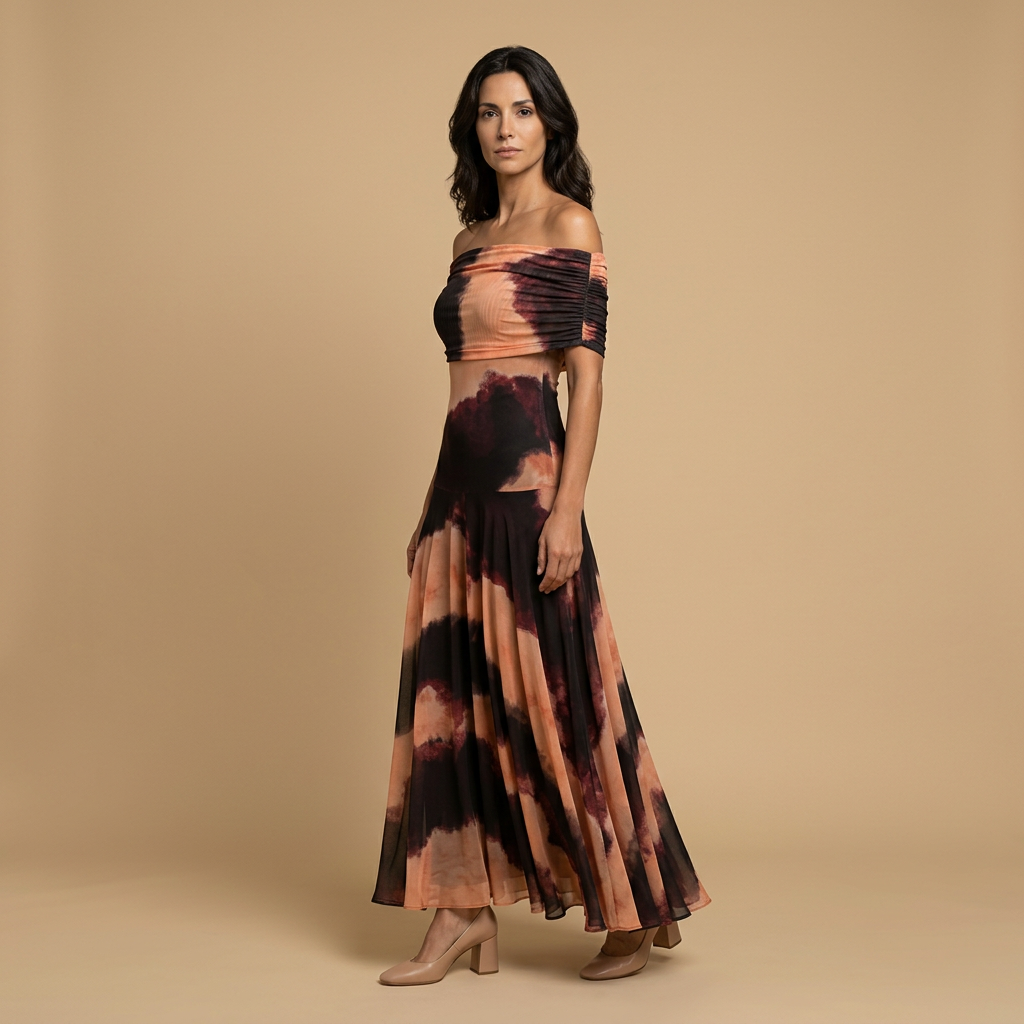 Vestido Largo Mujer Sin Tirantes Drapeado Minimalista