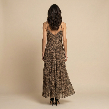 Vestido Largo Mujer de Chifón con Tirantes Finos