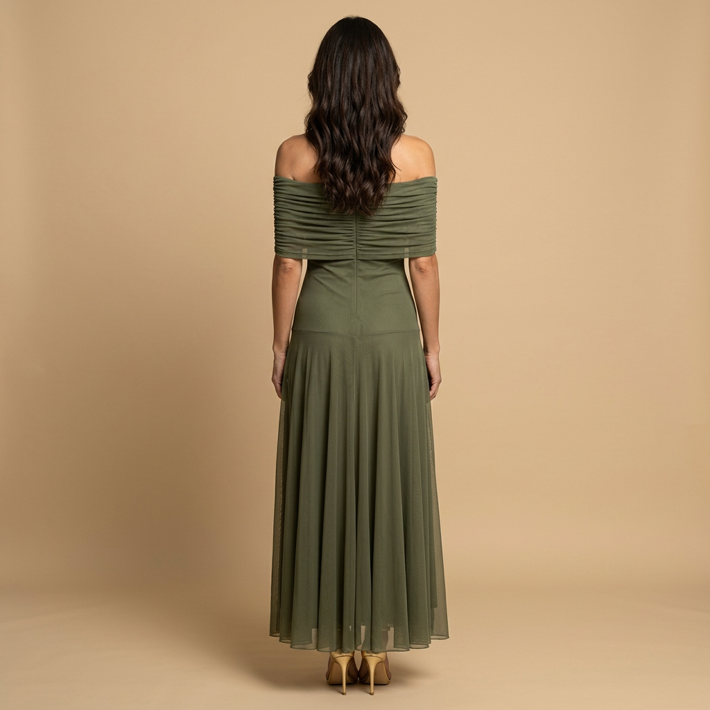 Vestido Largo Mujer Sin Tirantes Drapeado Minimalista