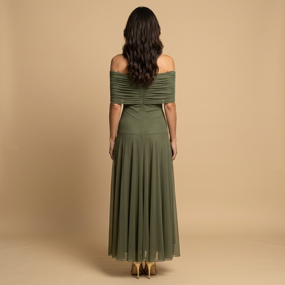 Vestido Largo Mujer Sin Tirantes Drapeado Minimalista