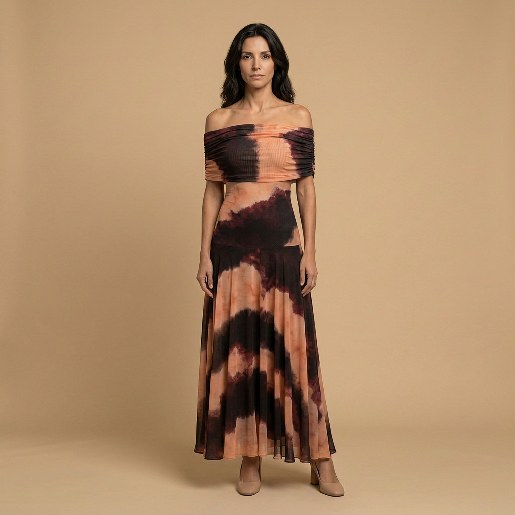Vestido Largo Mujer Sin Tirantes Drapeado Minimalista