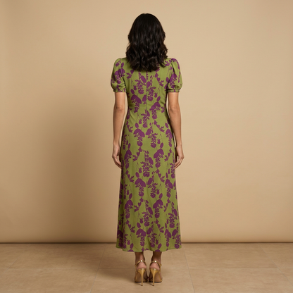 Vestido Midi Mujer con Nudo Frontal y Estampado Floral