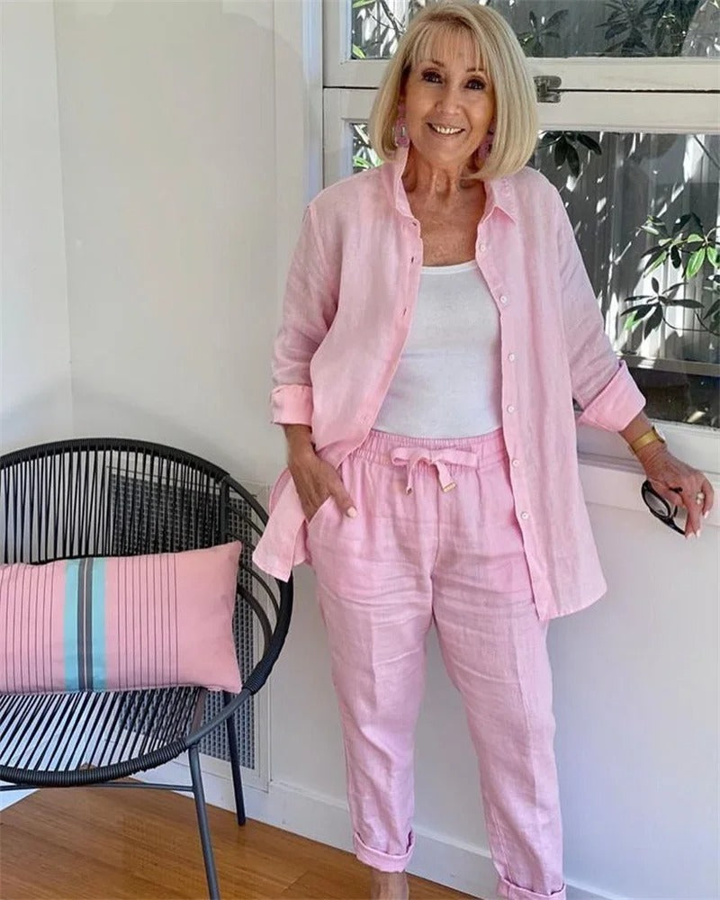 Conjunto Mujer de Lino y Pantalón Corto Veraniego - Mavetta