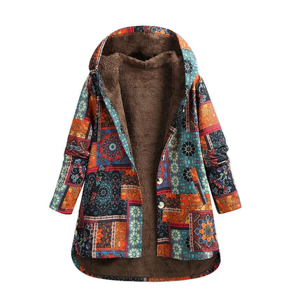 Chaqueta Mujer de Patchwork con Forro de Polar Ajuste Regular