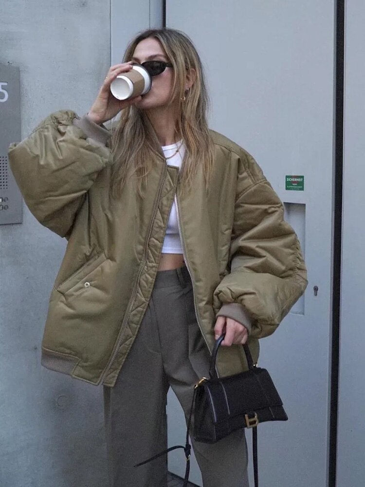 Chaqueta Bomber Mujer Oversize Ajuste Holgado