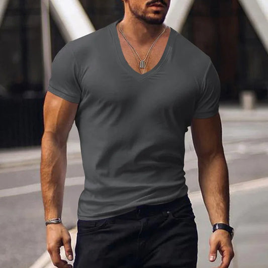 Camiseta Hombre Slim Fit Algodón Escote en V Profundo - Mavetta