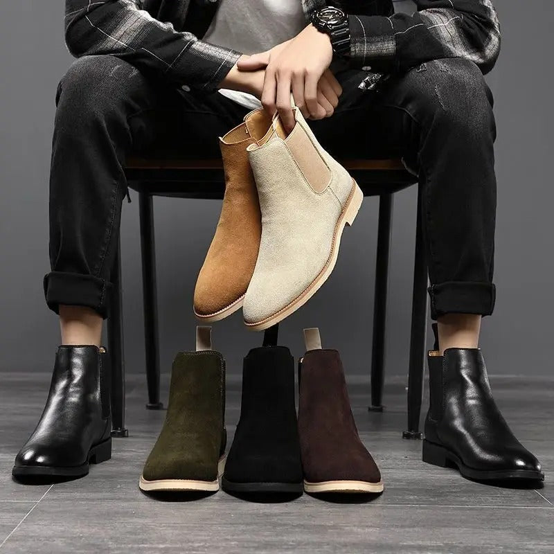 Botas Chelsea Hombre Ante Casual Sin Cordones Tobillo