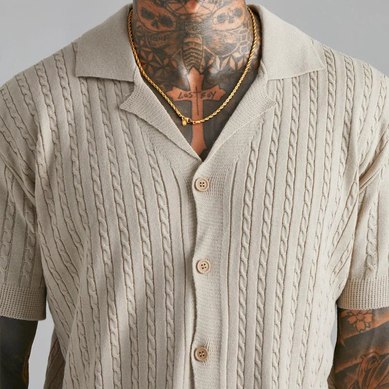 Polo Hombre de Algodón con Botones y Textura Suave