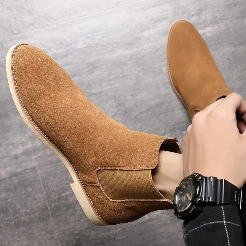 Botas Chelsea Hombre Ante Casual Sin Cordones Tobillo