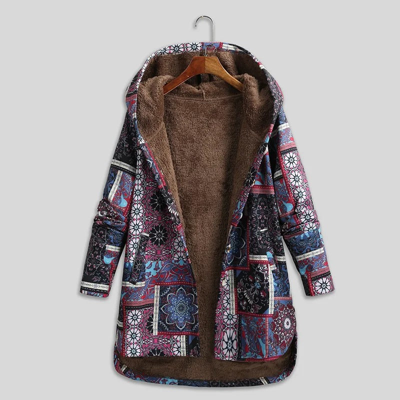 Chaqueta Mujer de Patchwork con Forro de Polar Ajuste Regular
