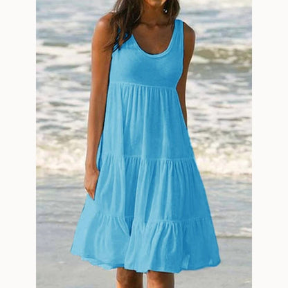 Vestido midi mujer sin mangas capas estilo bohemio