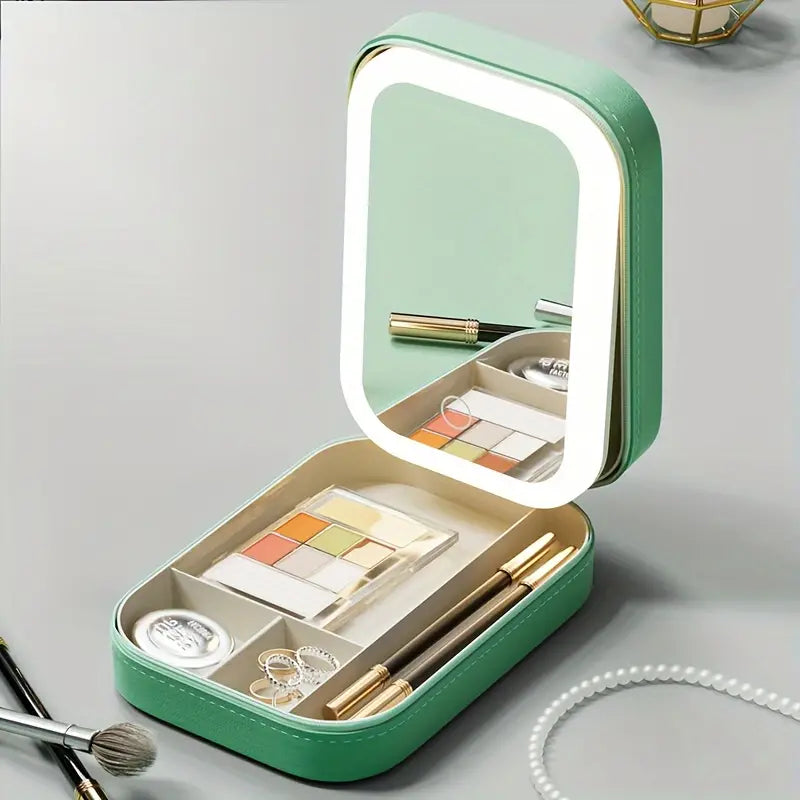 Neceser Maquillaje Portátil con Espejo LED Viaje