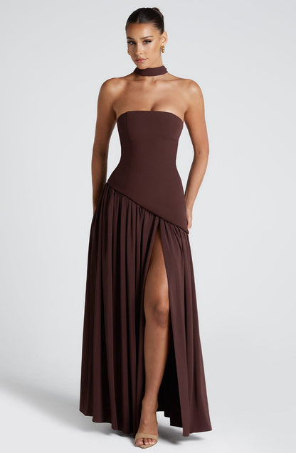 Vestido largo mujer sin mangas diseño elegante