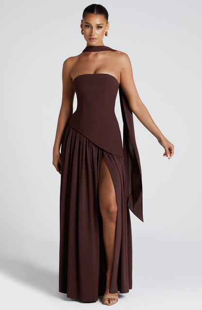 Vestido largo mujer sin mangas diseño elegante