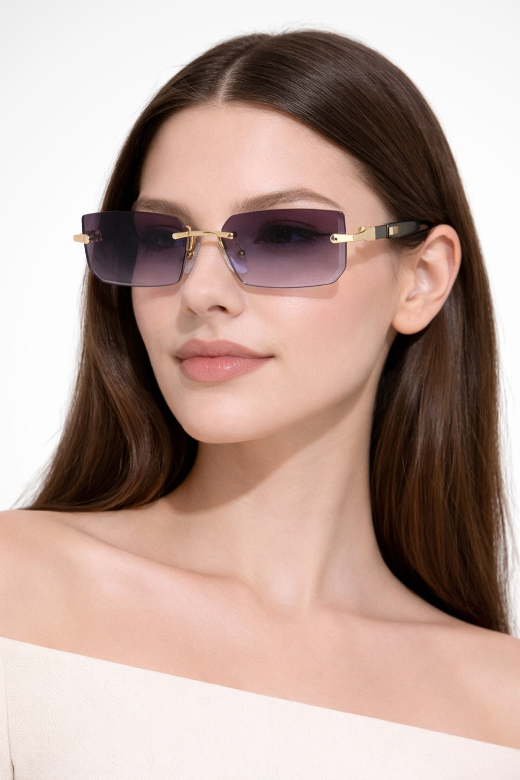 Gafas de sol mujer sin montura lentes degradadas rectangulares