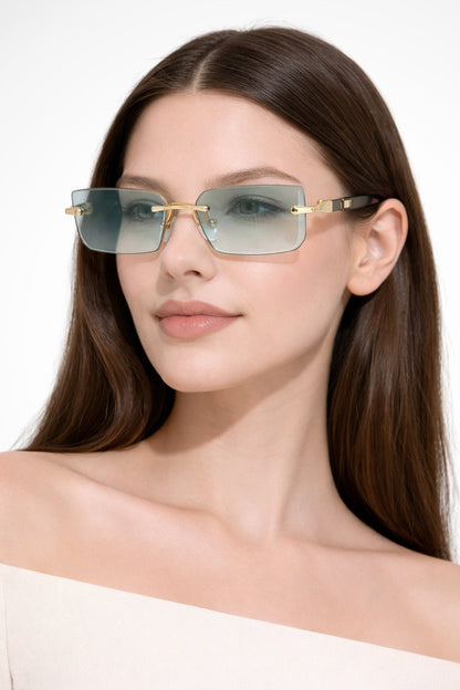 Gafas de sol mujer sin montura lentes degradadas rectangulares