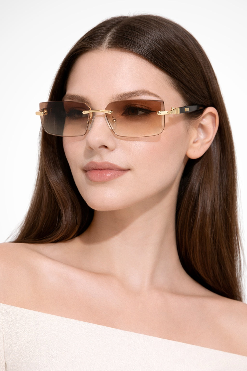 Gafas de sol mujer sin montura lentes degradadas rectangulares