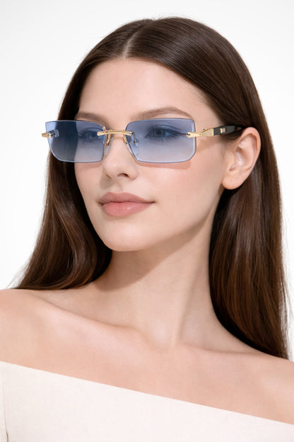 Gafas de sol mujer sin montura lentes degradadas rectangulares