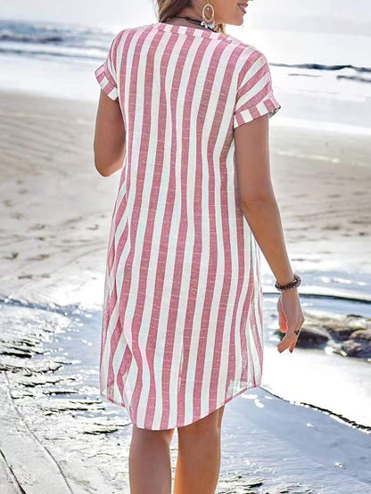 Vestido camisero mujer de tejido ligero y manga corta