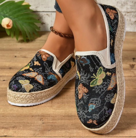 Alpargatas Mujer Plataforma Estampado Floral Suela Esparto - Mavetta