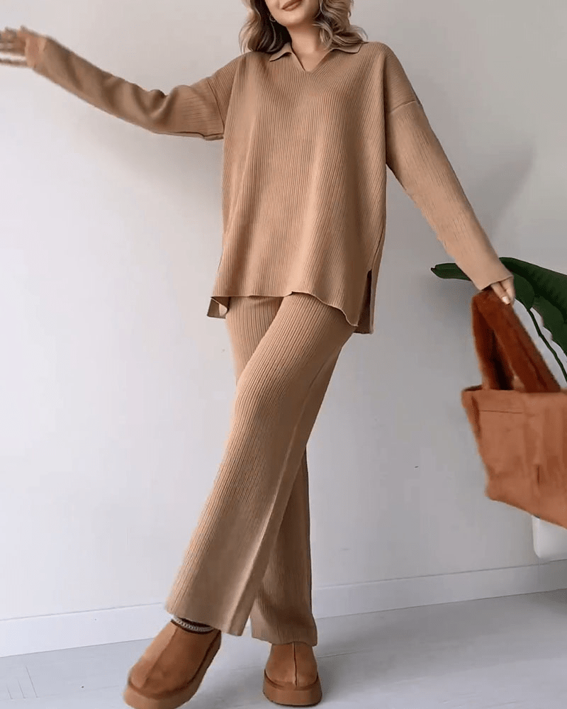 Conjunto Mujer de Dos Piezas Corto y Falda Midi