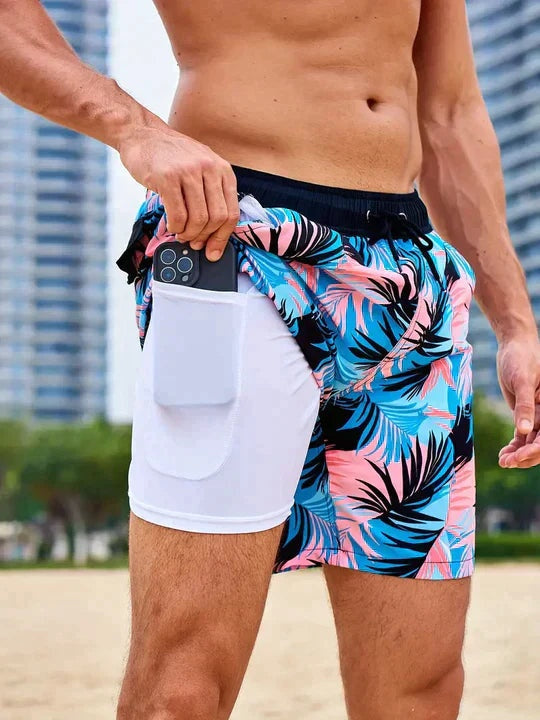 Bañador Hombre de Secado Rápido Estampado Tropical