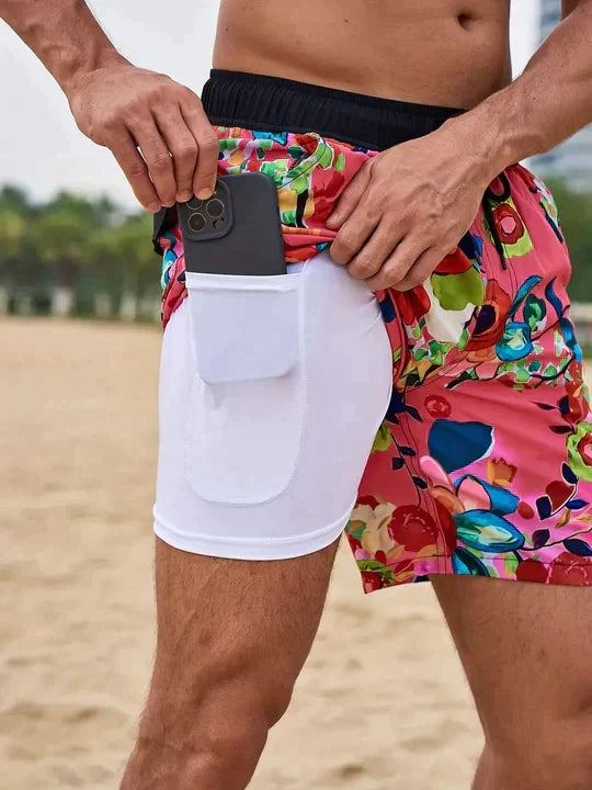 Bañador Hombre de Secado Rápido Estampado Tropical