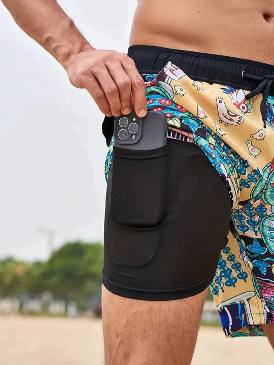 Bañador Hombre de Secado Rápido Estampado Tropical