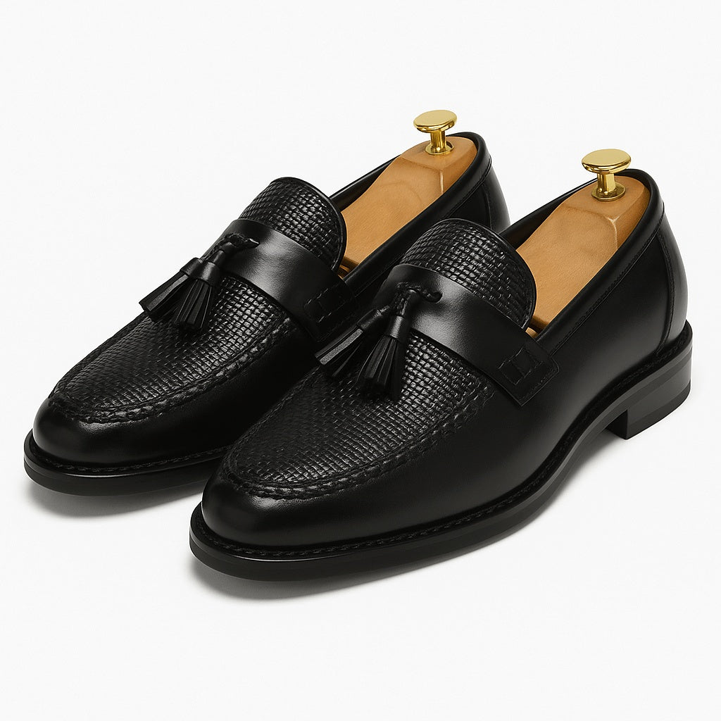 Mocasines Hombre Textura Tejida con Borlas Clásicos - Mavetta