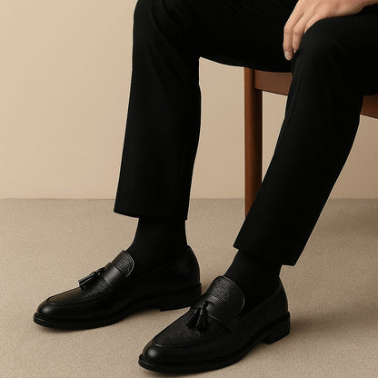 Mocasines Hombre Textura Tejida con Borlas Clásicos