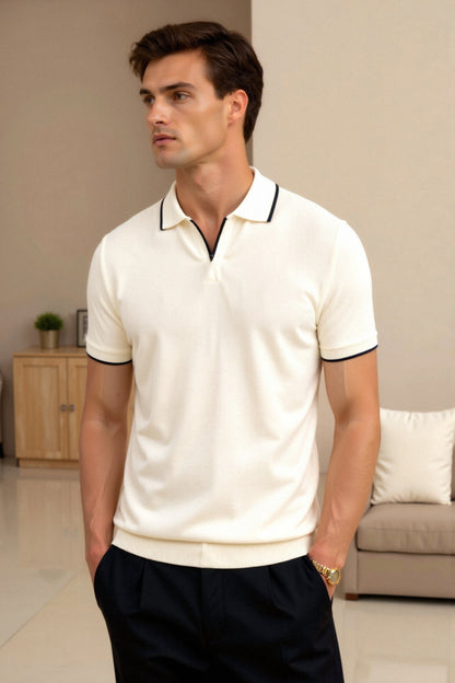 Polo Hombre Algodón Manga Corta Cuello Contraste