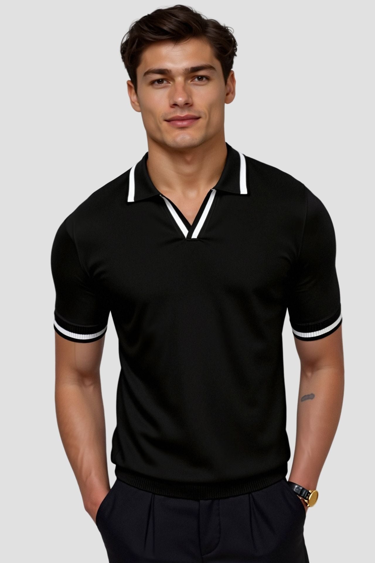 Polo Hombre Algodón Manga Corta Cuello Contraste